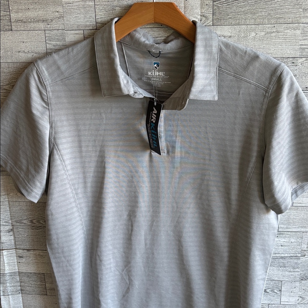 KUHL Polo Shirt Men's Small AirKuhl Moisture-wicking Cloud Gray UPF50 NEW - Picture 2 of 8